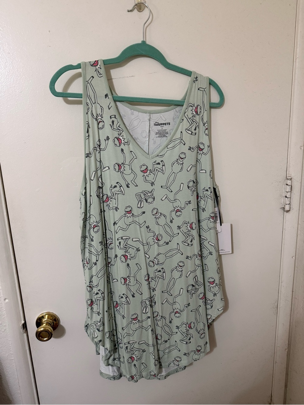 Kermit Mint Green Muppets Print V-Neck Tank
